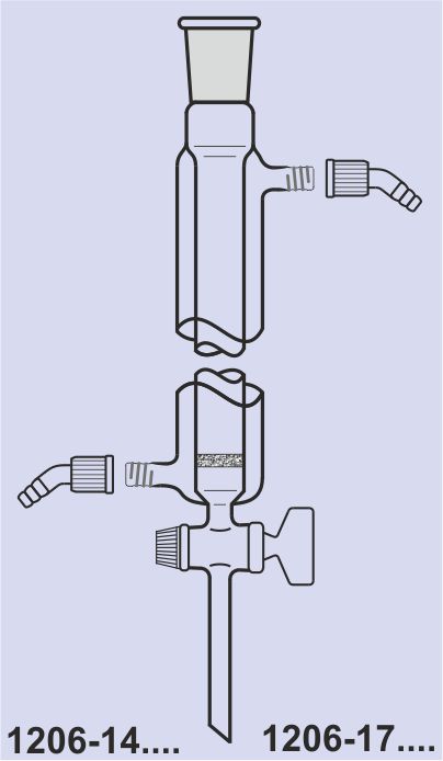 Chromatographie- Säulen mit Doppelmantel Chroma-Säule, mit Hahn, Tropfspitze
