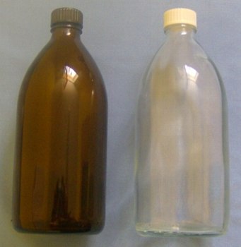 Enghals-Gewindeflasche aus Glas