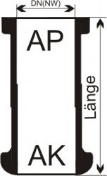 Glasrohrleitung gerade Übergangsrohr (AP-AK)