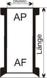 Glasrohrleitung gerade Übergangsrohr (AP-AF)